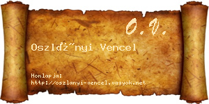 Oszlányi Vencel névjegykártya